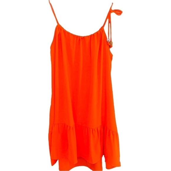 Line & Dot Neon Orange Shoulder Tie Lennon Dress - Picture 5 of 15